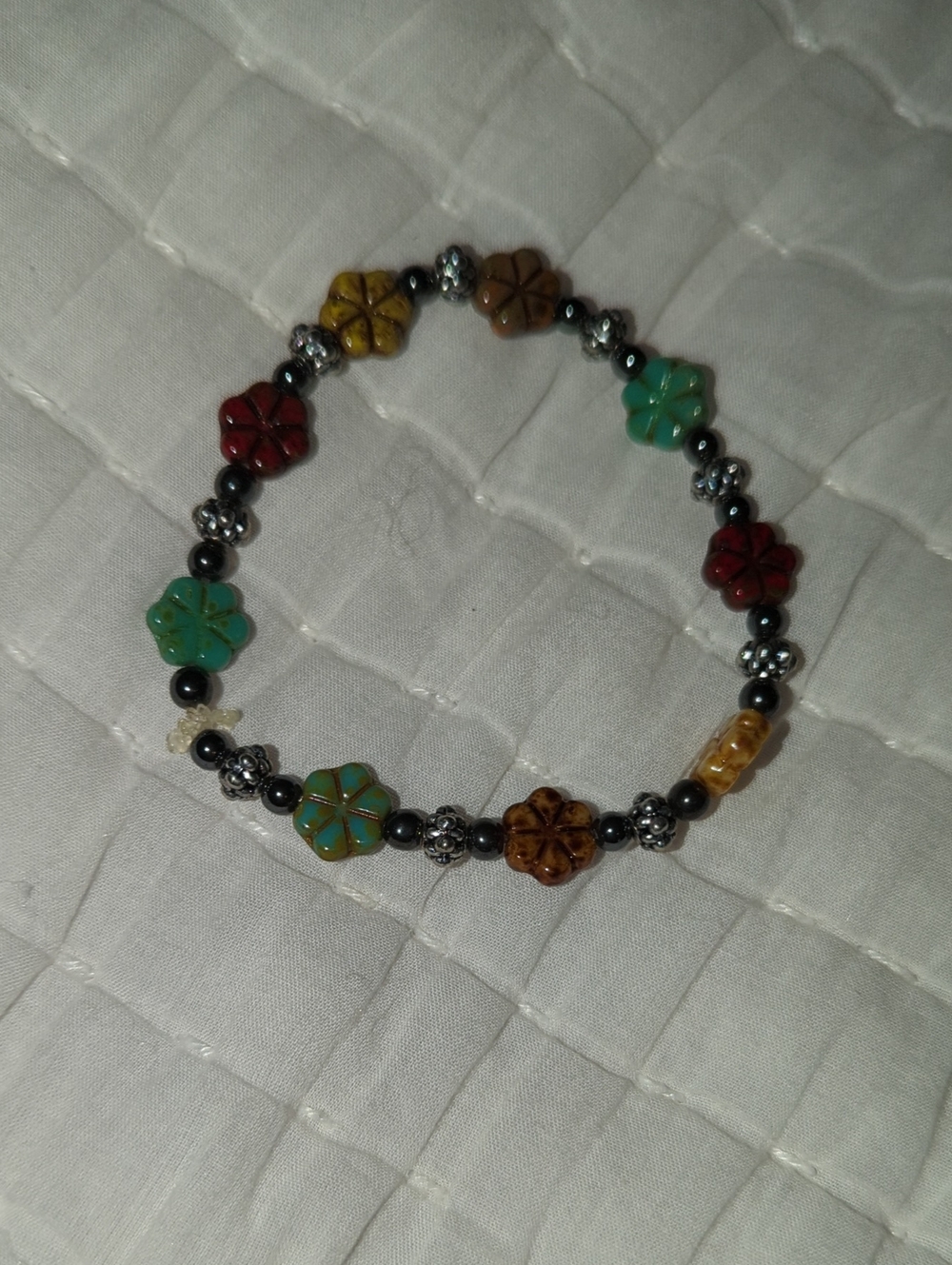 Hobby Lobby Multicolor Floral Bead Stretch Bracelet. HANDMADE BRACELET.